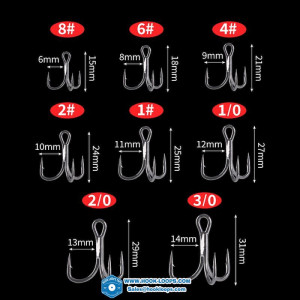 Fishing Treble Hook 6X Strong Carbon Steel Classic Round Bend Triple Fish Hooks Set Hooks for Big Game Bluefish Salmon Kingfish