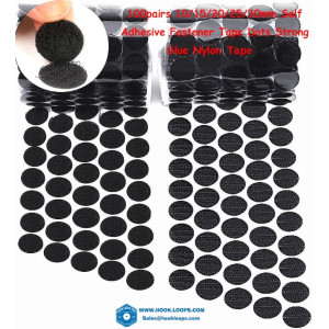 100pairs 10/15/20/25/30mm Self Adhesive Fastener Tape Dots Strong Glue Nylon Sticker Round Coin Hook Loop Tape