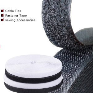1Pair 10mm-50mm Black White Fastener Tape  Hook and Loop Tape Cable Ties Sticker Sewing Garment Accessories 1Meter