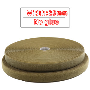 5Meters/Pairs 25mm Brown Non-Adhesive Hook and Loop fastener Tape Khaki Sewing-on the hooks adhesive Magic tape DIY/No glue