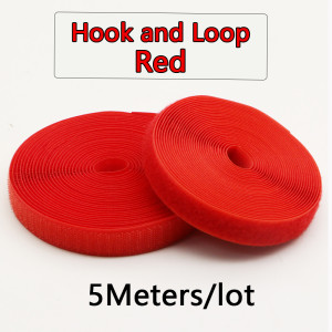 5Meters/Pairs 20mm Red Non-Adhesive Hook and Loop fastener Tape Sewing-on the hooks  adhesive Magic tape DIY/No glue